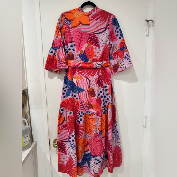 PERFECT FARM Rio Lilac Colorful Party Midi Dress - Picture 16 of 17